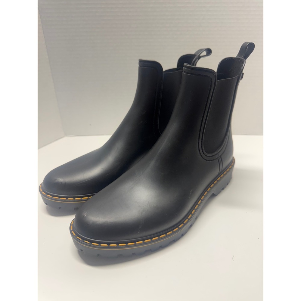 Igor Black Chelsea Rain Boots Waterproof Matte Ankle Lug Sole Made in Spain 40